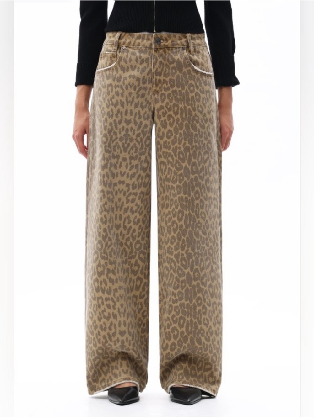 BAYEAS Leopard Print Wide Leg pants-Brown size 28